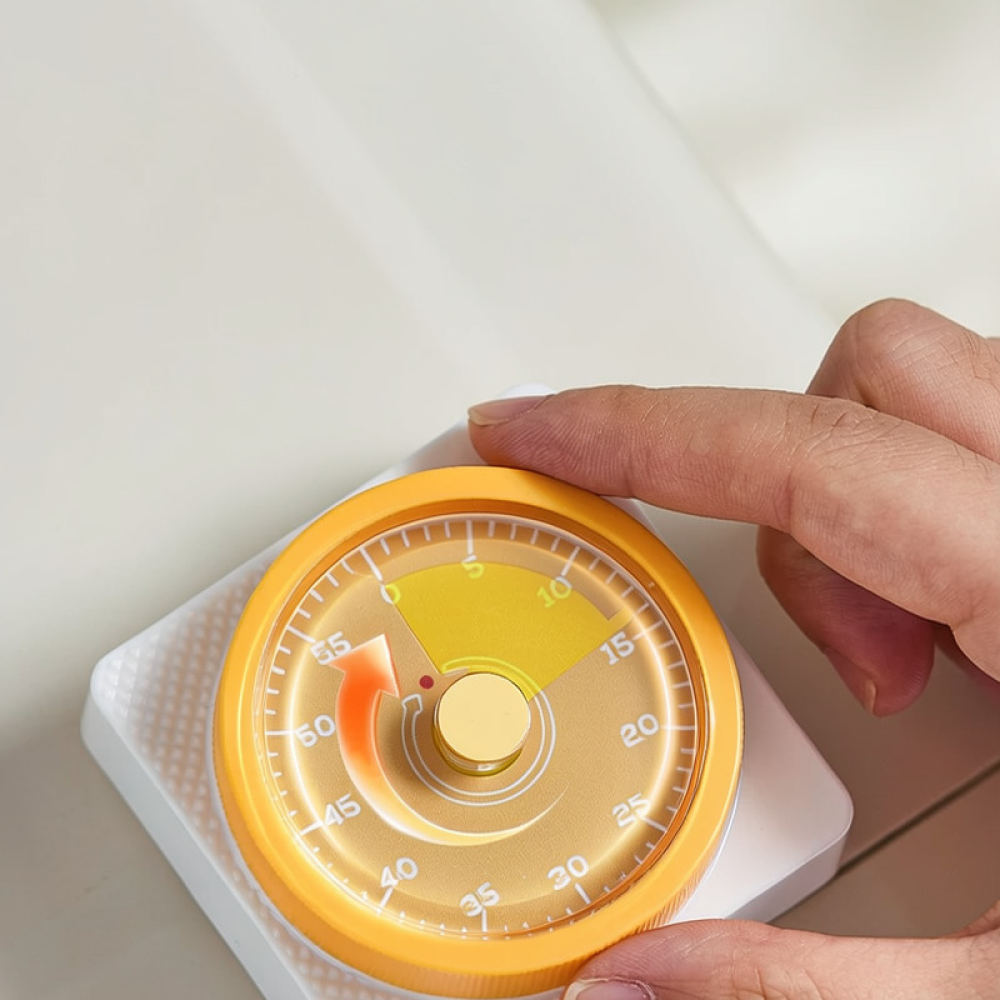 Kitchen Helper Gadgets - นาฬิกาจับเวลาในครัวแบบกลไก ตั้งเวลาด้วยมือ ด้านหลังแม่เหล็ก พลาสติก นาฬิกานับถอยหลังสำหรับทำอาหารและอบขนม อุปกรณ์ช่วยจัดการเวลาในการเรียน
