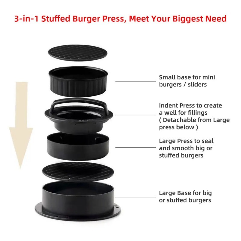 รอบเบอร์เกอร์เบอร์เกอร์กดเนื้อ - Kitchen Helper Gadgets บทวิจารณ์และราคา